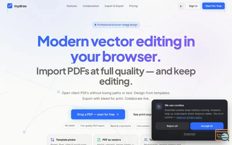 Screenshot of mydroo