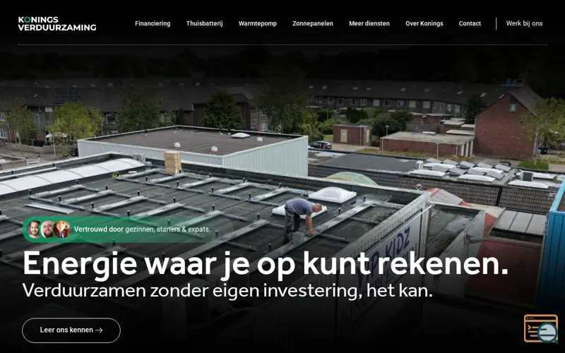 Screenshot of Konings Verduurzaming, a launch using Mijn Domein Hosting