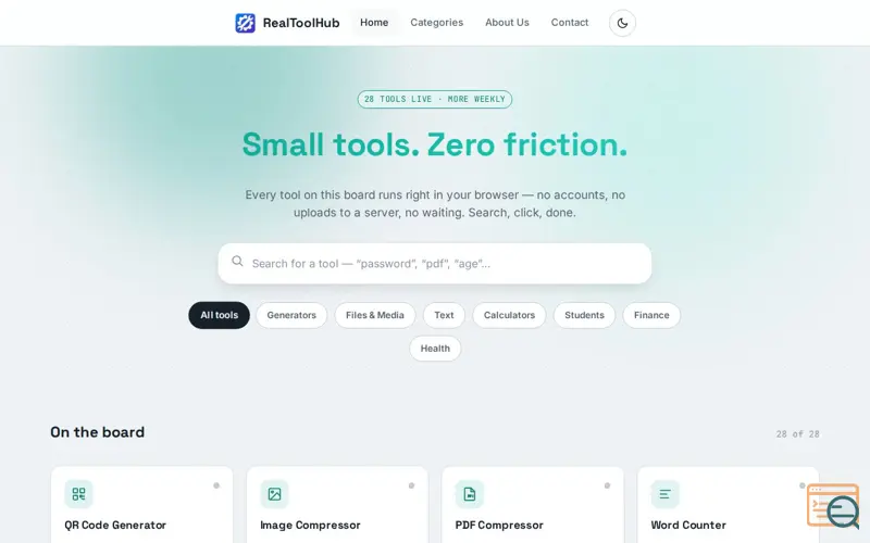 Screenshot of RealToolHub — Free Online Tools