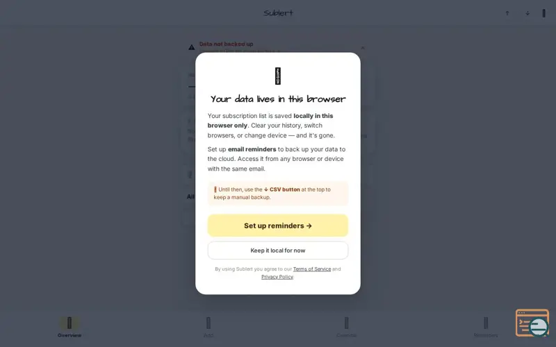 Screenshot of Sublert -> Never Miss a Renewal