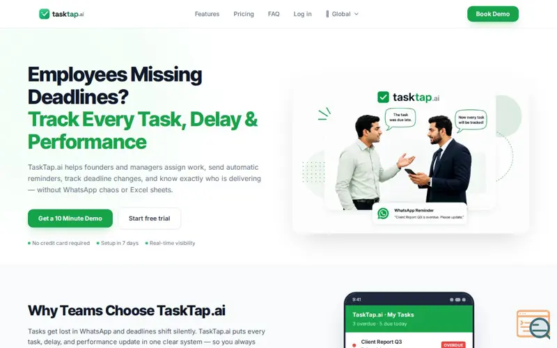 Screenshot of TaskTap.ai | AI-Powered Task & Team Management
