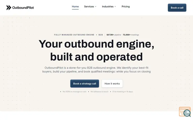 Screenshot of OutboundPilot, a launch using ClickFunnels