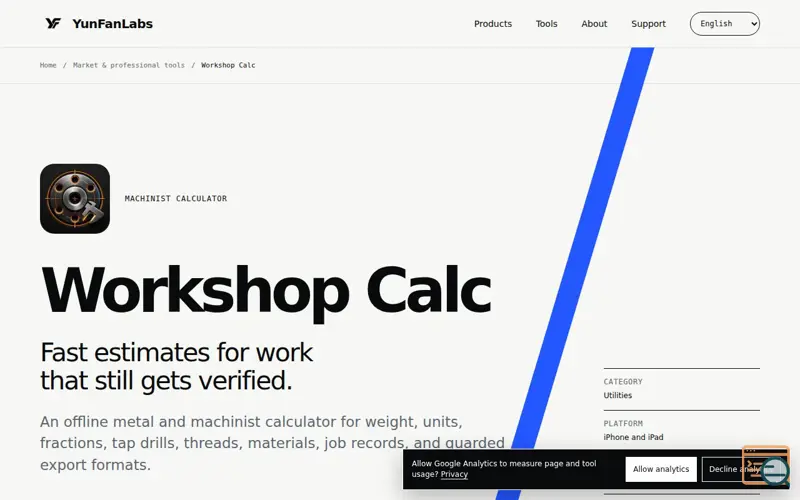 Screenshot of Workshop Calc