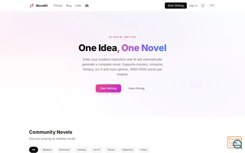 Screenshot of Novel AI