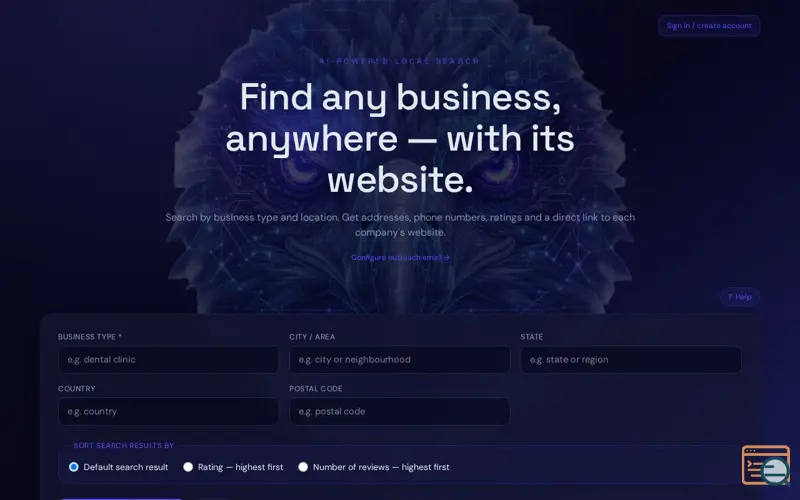 Screenshot of Business Search — Find Local Businesses on Google | BizFinder