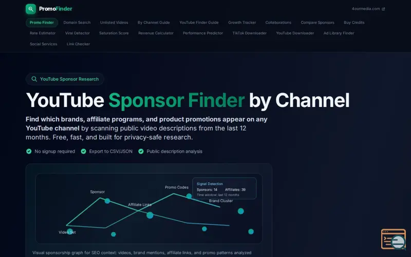 Screenshot of PromoFinder