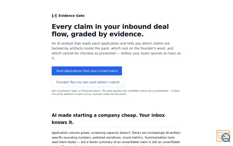 Screenshot of Screen startups by evidence