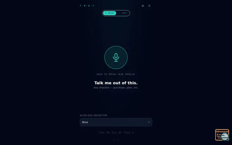 Screenshot of TMOT — Talk Me Out Of This