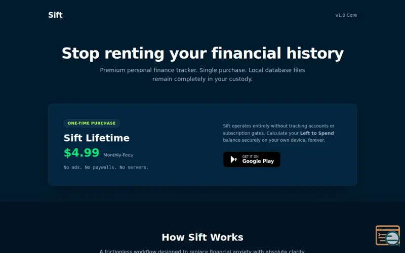 Screenshot of Sift