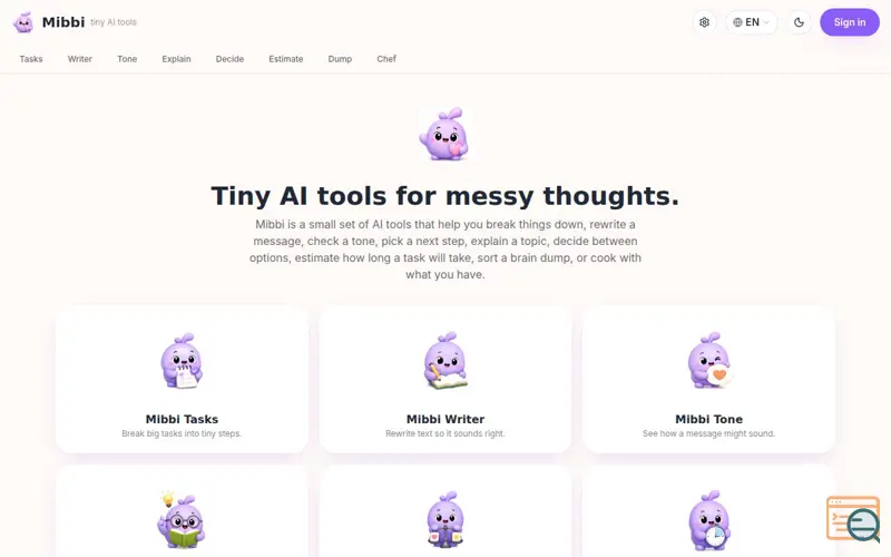 Screenshot of Mibbi Tools