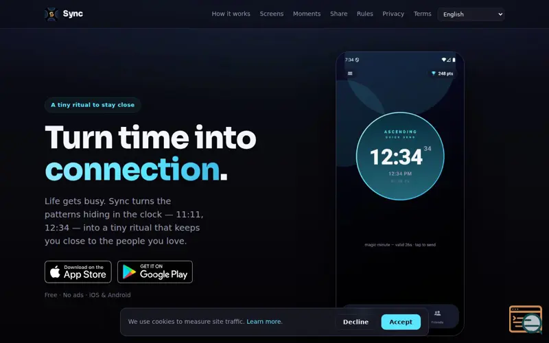 Screenshot of Sync — Turn time into connection