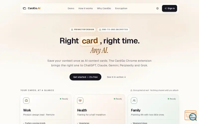 Screenshot of CardGo