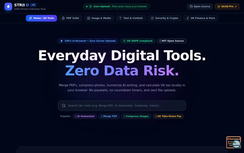 Screenshot of Striid Tools
