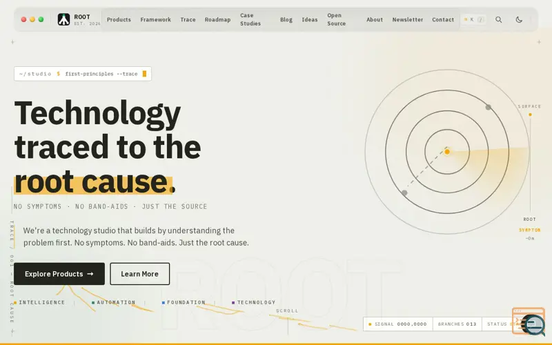 Screenshot of ROOT - FOUNDATION + INTELLIGENCE + TECHNOLOGY