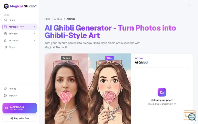 Screenshot of AI Ghibli Generator