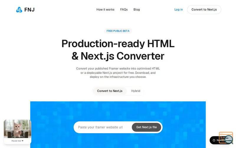 Screenshot of Framer to Next.js Converter | Export Framer Sites
