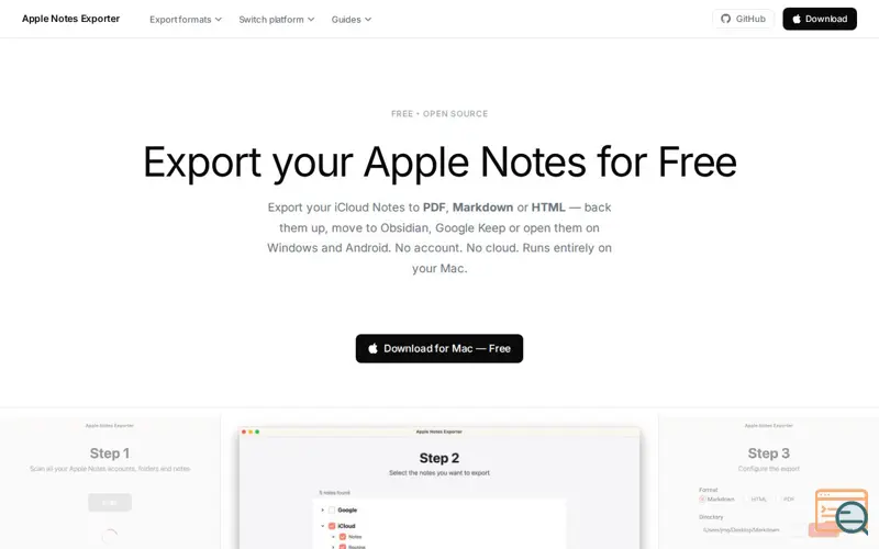 Screenshot of Free Apple Notes Exporter
