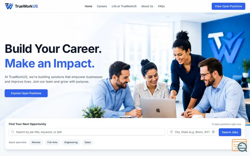 Screenshot of TrueWorkUS