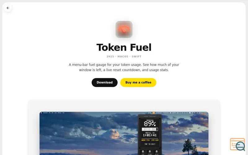 Screenshot of Token Fuel — builtoberemembered