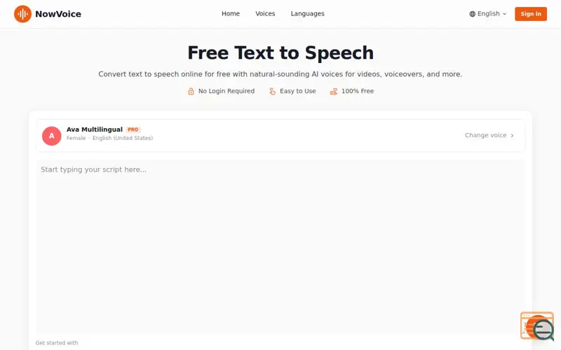 Screenshot of NowVoice