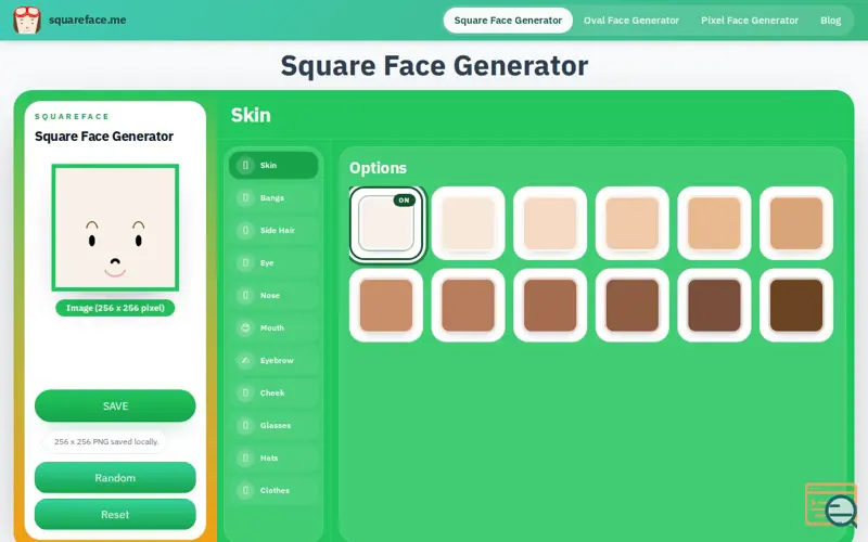 Screenshot of Square Face Generator