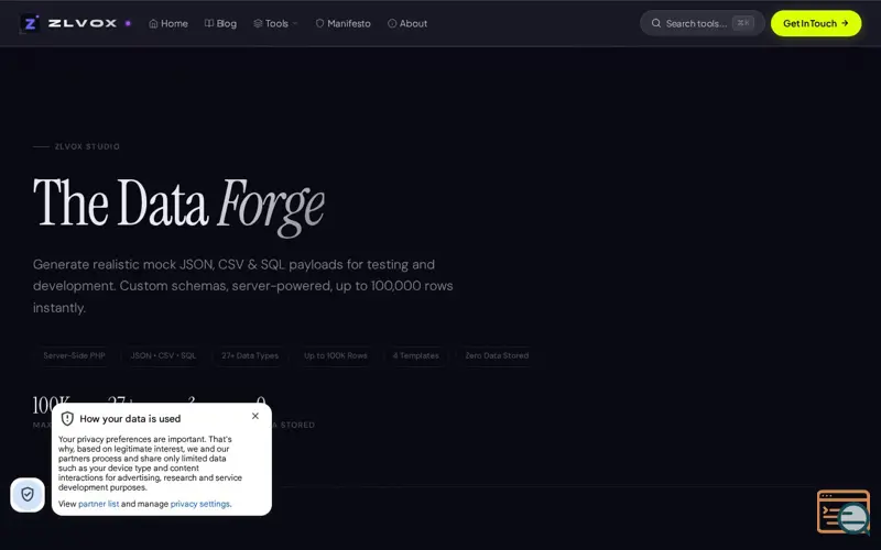Screenshot of The Data Forge