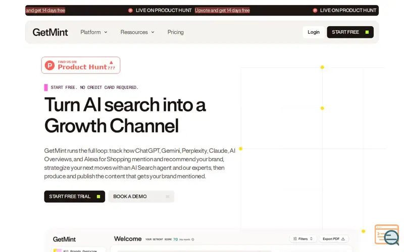 Screenshot of GetMint