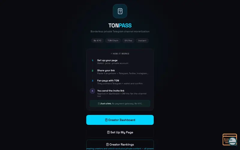 Screenshot of TON_PASS