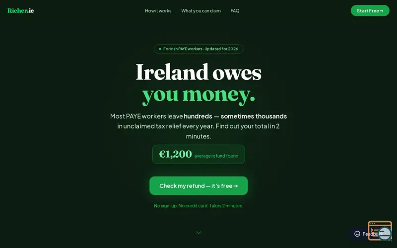 Screenshot of Richer.ie - Maximize Irish tax return