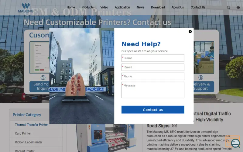 Screenshot of Printer for Traffic Signs, a launch using Made-in-China (micyjz)