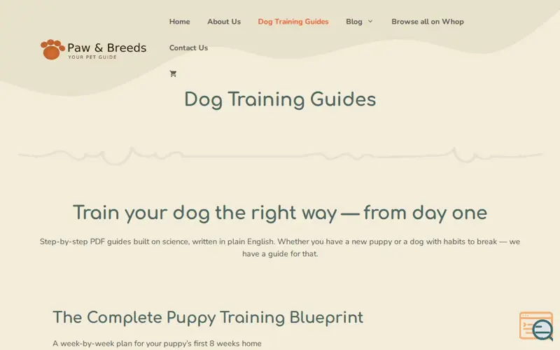 Screenshot of Dog Training Guide