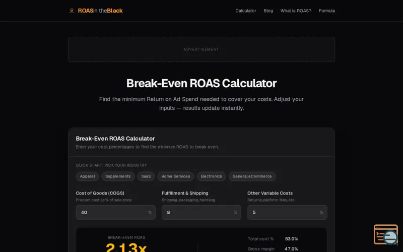 Screenshot of ROASintheBlack.com