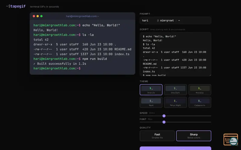 Screenshot of Tapegif