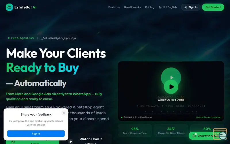 Screenshot of Estate Bot AI