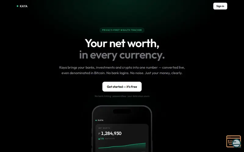 Screenshot of Kaya Wealth