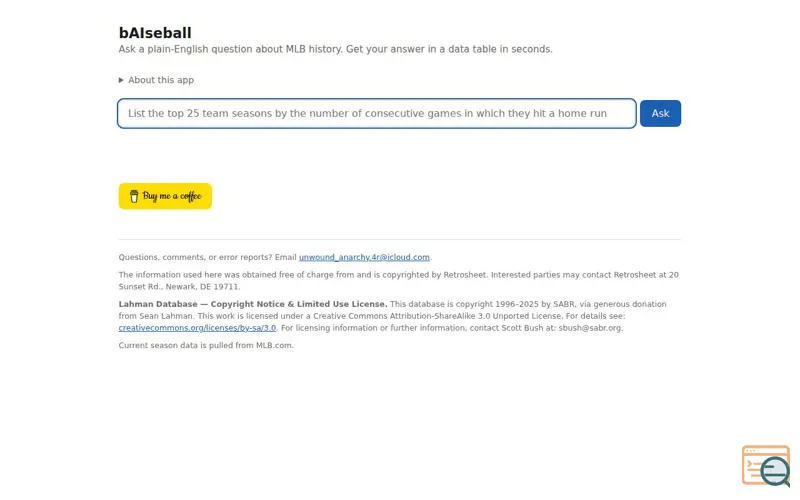 Screenshot of bAIseball