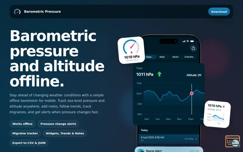 Screenshot of Barometric Pressure Offline