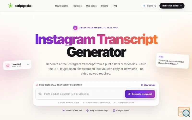 Screenshot of ScriptGecko