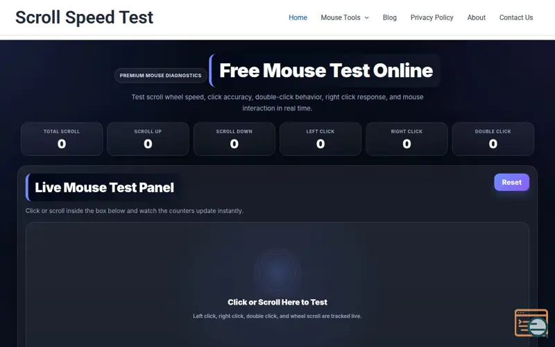 Screenshot of Scroll Speed Test