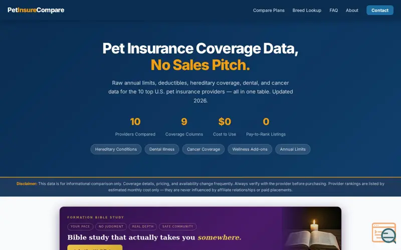 Screenshot of PetInsureCompare