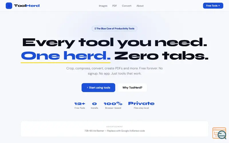 Screenshot of ToolHerd — Every Tool. One Place.