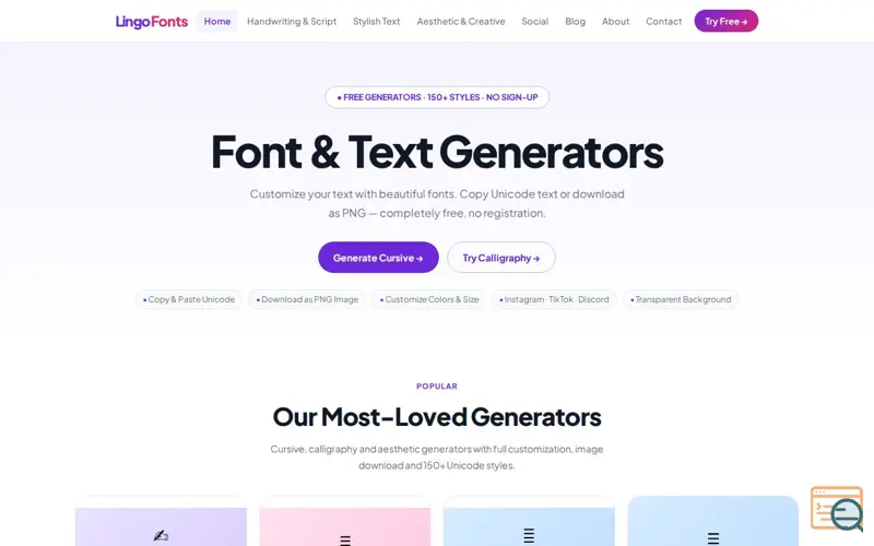 Screenshot of LingoFonts