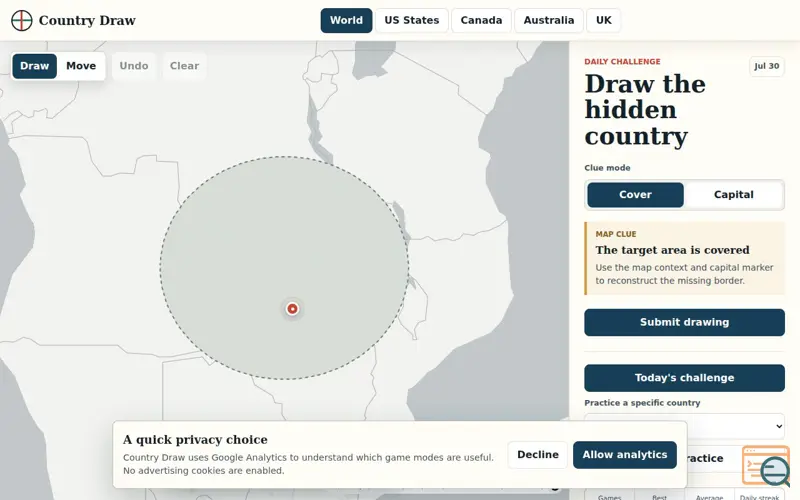Screenshot of Country Draw