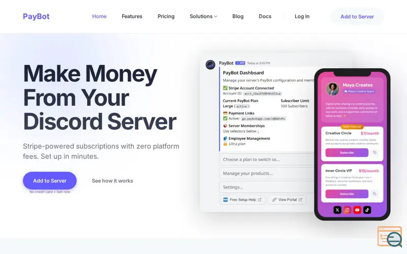 Screenshot of PayBot