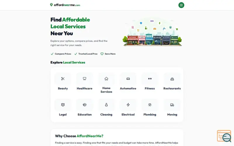 Screenshot of AffordNearMe