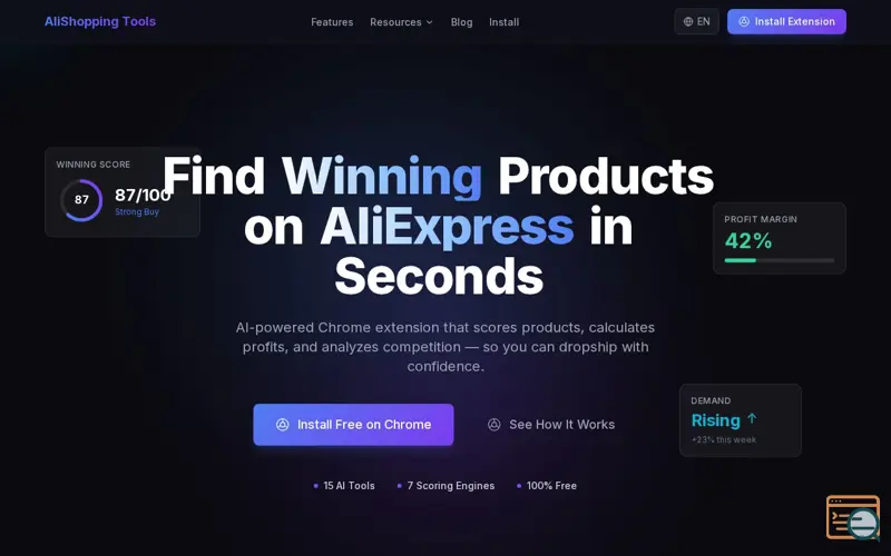 Screenshot of AliShopping Tools