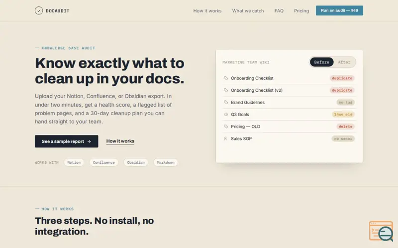 Screenshot of DocAudit: Knowledge Base Audits