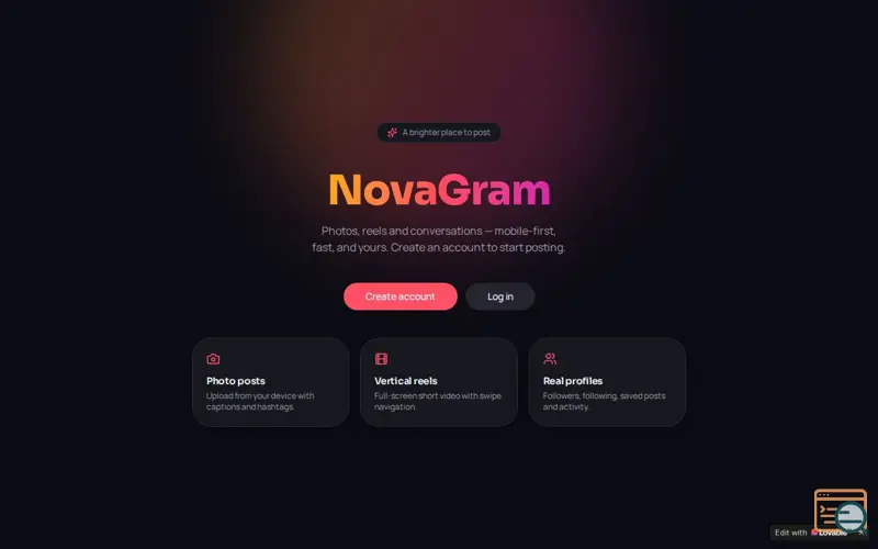 Screenshot of  Share photos & reels with your people