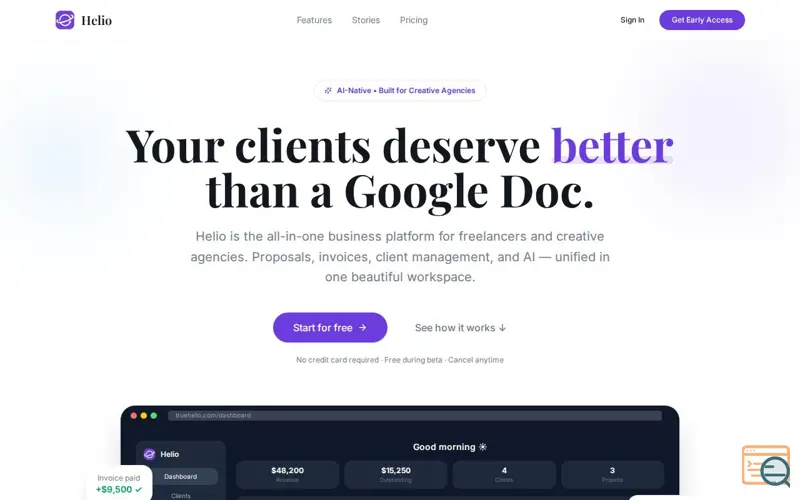 Screenshot of Helio