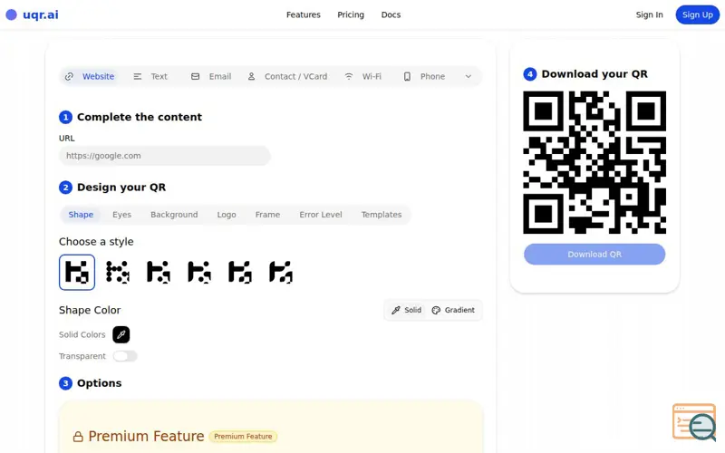 Screenshot of UQR.ai